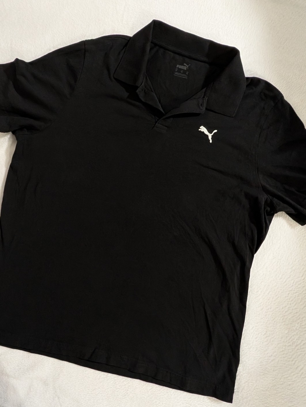 100% Cotton Puma Polo Shirt - Color Black, Classic Logo, Size X Large